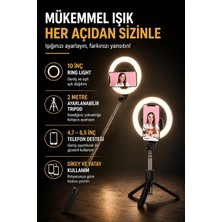 Coverzone 10 Inç Ring Light 2 Metre Ent Tripod Bluetooth 5.2 Kumandalı NP-L14