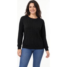 Etki Moda Kadın Taş Baskılı Uzun Kollu Merserize Triko Bluz