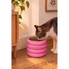 Mam Day Premium Tasarım Isime Özel Ortapedik Mama ve Su Kabı Çelik Keseli Standlı Kedi ve Köpek Mama Su Kabı