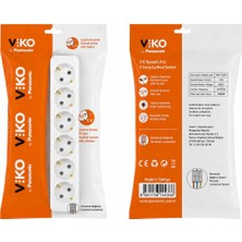 Viko by Panasonic 6'lı Topraklı Klemensli Grup Priz (Kablosuz) – Çocuk Korumalı
