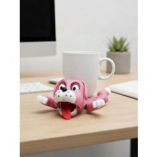Defne Store 3D Baskılı Hareketli Köpek Figürlü Bardak Altlığı – Eğlenceli Dekor Coaster – Hediye & Masaüstü Aksesuar – Renk Seçenekleri (Pembe)