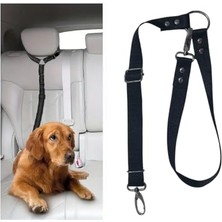Şanal Araç Içi Köpek Emniyet Tasması, Ayarlanabilir Metal Kancalı (Siyah)