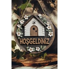 Defne Store Hoş Geldiniz Çiçekli Ev Uv Baskı 3D Görünümlü Mdf Kapı Süsü – 33 Cm, Askılı Silinebilir KS011, Beyaz 20 x