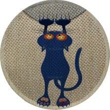 Şanal Desenli Çift Taraflı Kedi Tırmalama Paspası Yuvarlak Blue Cat 36 * 36 cm