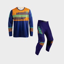 Leatt 3.5 Çocuk Stripes Turuncu Motosiklet Jersey Pantolon Takımı