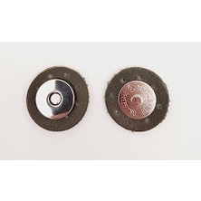 Defne Store Aksesuar Haki Yeşili Suni Derili Mıknatıslı Çıtçıt Gümüş Metalli