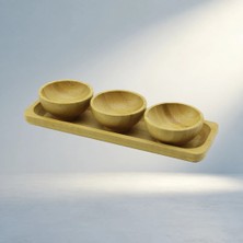 Meks Mini Ahşap Bambu Sunum Tepsisi 6 cm 3 Adet Çerezlik