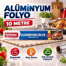 Optimex Alüminyum Folyo 10 Metre Rulo Mutfak Folyosu – Fırın, Pişirme, Gıda Sarma ve Paketleme Için Çok Amaçlı Folyo