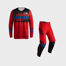 Leatt 3.5 Çocuk Stripes Kırmızı Motosiklet Jersey Pantolon Takımı