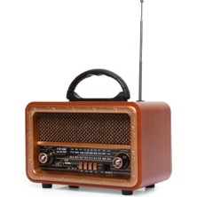 Defne Store 8070 Taşınabilir Nostaljik Fm Radyo Bluetooth + Tf Kart + USB Destekli Ahşap Kasa Radyo