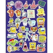 Defne Store Sünger Bob Kare Şort Seri 2 Sticker Telefon Laptop Notebook Tablet Defter Matara Stiker Etiket