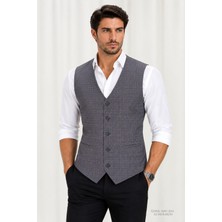 Mentor Regalo Erkek Yelek V Yaka Lacivert Kiremit Ekose 50305