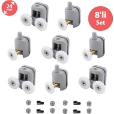 Defne Store Duşakabin Tekerleği Cam Kabin Tekeri Plastik 8'li Set Teker Çapı 24 mm