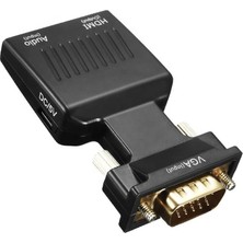 Defne Store 0145 VGA To HDMI Çevirici Dönüştürücü Laptop Tv Monitör Adaptör Kablosu VGA Çıkışını Hdtv'ye Dönüştürmenizi Sağlar