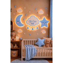 Moonly Concept Gökyüzü Mavi Kişiye Özel Erkek Çocuk Odası Gece Lambası