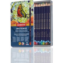Defne Store Inktense Serisi Mürekkep Bazlı Suluboya Kalem Seti - 12 Renk Metal Kutulu