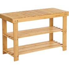 Defne Store Ayakkabı Rafı, Ayakkabı Dolabı, Oturma Banklı, Bambu, 3 Raf Zeminli, 70 x 28 x 45 Cm, Koridor, Banyo, Oturma Odası ve Antre Için Ideal LBS04N