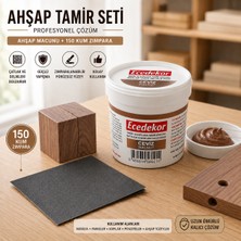ESBH Ceviz Ahşap Tamir Macunu Seti 200 gr + 150 Kum Zımpara - Mobilya, Parke ve Ahşap Kapı Çatlak, Delik, Çizik Onarım Dolgu Macunu