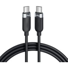 Defne Store Usb-C To Usb-C Silikon Hızlı Şarj ve Veri Kablosu, 60W Pd 480 Mbps, Yumuşak ve Dolaşmaya Dirençli, Telefon Tablet Laptop Uyumlu, 1 Metre, Siyah