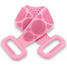 Defne Store 70 cm Uzun Silikon Banyo ve Sırt Kesesi, Çift Taraflı Masaj Etkili Duş Lifi, Ölü Deri Temizleyici ve Kan Dolaşımı Artırıcı Pembe Sırt Temizleyici, Ergonomik Tutma Kollu Hijyenik Vücut Fırçası