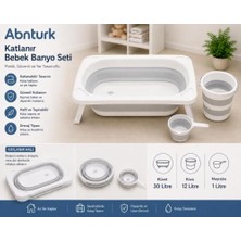 Defne Store 3'lü Katlanabilir Bebek Banyo Seti-Akordiyon Bebek Küveti Su Kovası Maşraba Seti