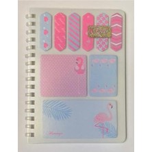 Defne Store A6 Spiralli Bloknot + Index (Pp) + Yapışkanlı Not Kağıdı Set Flamingo Temalı