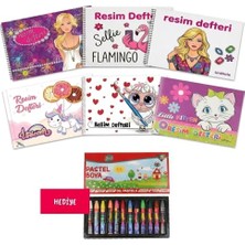 Defne Store Çınar Defter 6 Adet Küçük Boy 20 Yaprak Perforajlı Resim Defteri Kızlar Için Özel Karışık Figürlü Kapaklı Pastel Boya Hediyeli