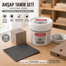 ESBH Gri Ahşap Tamir Macunu Seti 200 gr + 150 Kum Zımpara - Mobilya, Parke ve Ahşap Kapı Çatlak, Delik, Çizik Onarım Dolgu Macunu