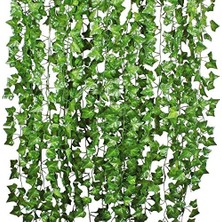 Defne Store Yapay Sarmaşık Yaprağı Bitkileri, 2,4 M, 12 Ip, Asılı Çelenk, Yapay Yaprak Çiçekler, Ev, Mutfak, Bahçe, Ofis, Düğün, Duvar Dekorasyonu, Yeşil