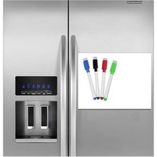 Şanal Dünya Magnet Magnetli Kalemli Buzdolabı Notluk 35X50 Cm, Manyetik Not Panosu, Yazı Tahtası, Planlayıcı 4 Kalem
