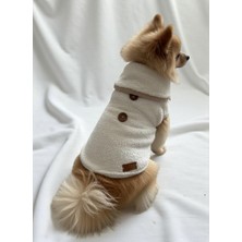 Defne Store Kışlık Peluş Köpek Yelek, Sıcak Tutan Düğmeli Yumuşak Polar Küçük Irk Köpek Kıyafeti, Bej (Beyaz, Large)