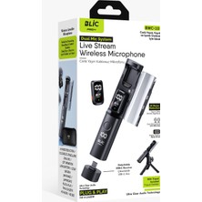 Blic Pro++ BWC-10 Canlı Yayın Kablosuz Mikrofonu – Dijital Gösterge, Usb-C Alıcı, Tripod
