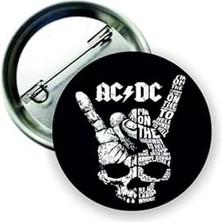 Defne Store Ac/dc Skull Hard Rock Kurukafa Kafatası Buton Rozet