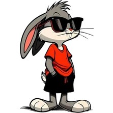 Şanal Bugs Bunny Sticker 14 x 9,5 cm Araba Laptop Oto Motor Çok Renkli, QA789569010