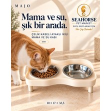 Majo Çelik Kaseli Ayaklı Ikili Mama ve Su Kabı Sarı 10*17*32,5