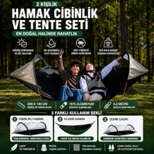 Defne Store Cibinlikli Hamak Çadır Tente Seti Kamp Hamağı Sineklikli Outdoor Hamak Taşıma Çantalı, 2 Kişilik