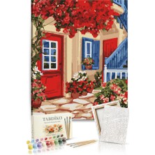 Tabdiko Sayılarla Boyama Seti 40 x 50 cm Tuval Şasesine Gerili Kırmızı Bahçe