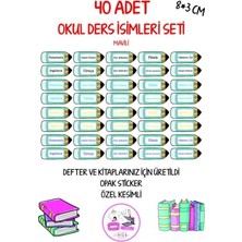 Defne Store Okul Ders Etiketi Sticker Mavi Renkli