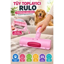 Open City Pembe Tekrar Kullanılabilir Hazneli Tüy Toplama Rulosu Kedi Köpek Tüyü Koltuk Temizleme Aparatı