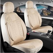 Şanal Hyundai Kona ile Uyumlu Lüx Deri Detaylı Oto Koltuk Kılıfı Ön Arka Takım Cyrus Bej