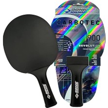 Şanal Donic- Tischtennisschläger Carbotec 900, 20% Carbon, 1,9 mm Schwamm, Champion Qrc - Ittf Belag, Konkav