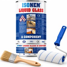 İsonem Isonem Arge Toptan Liquid Glass Şeffaf Sıvı Su Yalıtım Boyası 2 kg Yüksek Su ve Kimyasal Direnç-Ce Sertifikalı+Kestirme Fırça+Epoxy Rulo