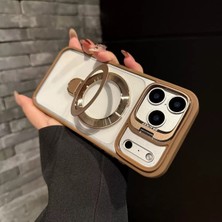 Madam Case Apple iPhone 18 Pro Uyumlu Kahverengi Armor Ikili Standlı M-Safe Özelikli Premium Kılıf