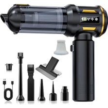 Şanal Araç Süpürgesi 3 In1 Kablosuz Güçlü Araç Süpürgesi ve Hava Üfleyici - 20000PA Turbo Vakum Gücü, 3 Kademeli Fırçasız Motor, 8000 Mah Şarjlı Mini El Süpürgesi, Hepa Filtreli Siyah Yada Beyaz