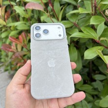Madam Case Apple iPhone 18 Pro Max Uyumlu Gri Suede Luxe M-Safe Premium Kılıf