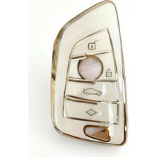 Şanal Autohan Keys Bmw G30, G20, G10, G40 Akıllı Anahtar Için Yüksek Kalite Silikon Koruma Kılıfı, Beyaz Altın, Nano