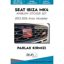 Şanal Seat Ibiza ile Uyumlu Mk4 2013 2016 Amblem Kaplama Sticker Set, Parlak Siyah, AMB028-03