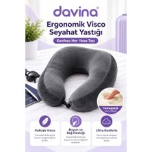 aklow akyoleticaret Ergotrip Visco Seyahat Yastığı, Visco Sünger, Ergonomik, Taşınabilir, Yıkanabilir Kılıf