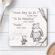 aklow akyoleticaret Winnie The Pooh 6 Pcs Sarcastic Funny Monday Friend Gift Wood Coaster