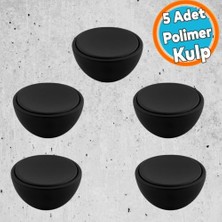 aklow akyoleticaret Polimer Düğme Kulp Içbükey Mat Siyah Dolap Mobilya Mutfak Dolabı Çekmece Kulpu Kulbu 5 Adet